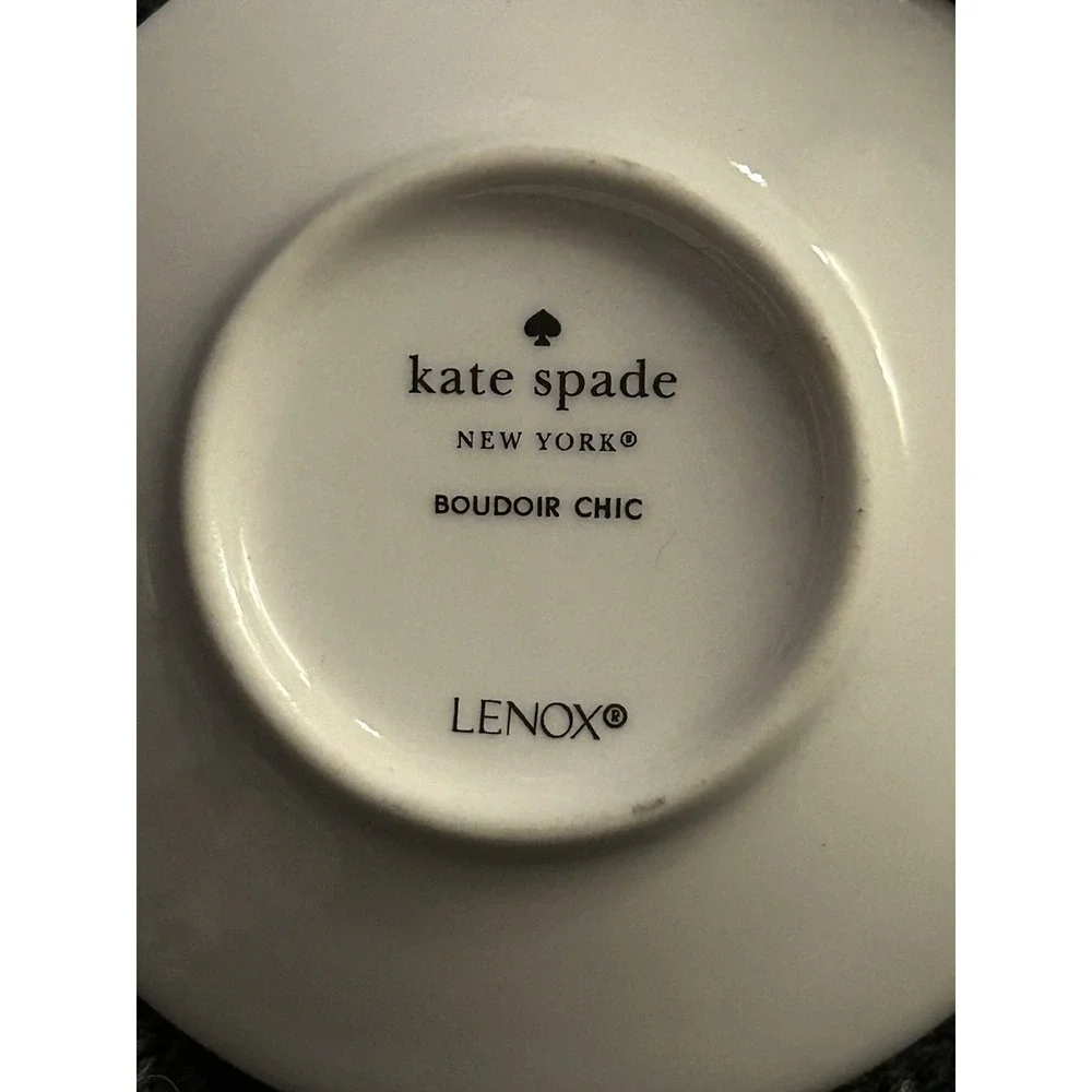 Kate Spade x Lenox (Porcelain) Boudoir Chic Ring Trinket Dish (3.5 Inches) Trim